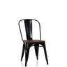 Zwarte Bistrostoel VANTAGGIO COMFORT W met donkere houten zitting en metalen frame van hjh OFFICE