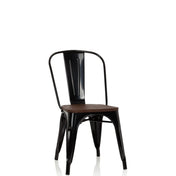 Zwarte Bistrostoel VANTAGGIO COMFORT W met donkere houten zitting en metalen frame van hjh OFFICE