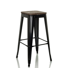 Barkruk VANTAGGIO HIGH WS met zwart metalen frame en donker houten zitting van hjh OFFICE