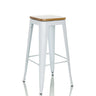 Witte Barkruk VANTAGGIO HIGH WS met vierkante houten zitting en metalen onderstel van hjh OFFICE