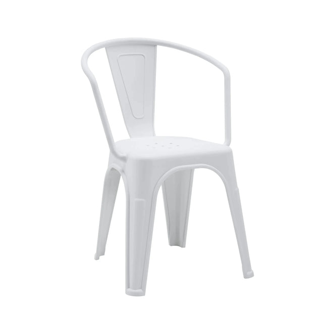 Witte plastic Bistrostoel Vantaggio Poly met geïntegreerde armleuningen van hjh OFFICE
