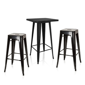 Zwarte Bartafelset Vantaggio Set met een vierkante hoge tafel en twee bijpassende barkrukken van hjh OFFICE