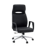 Zwarte Professionele directiestoel VELVET ECO met chromen onderstel en tapijtwielen van hjh OFFICE