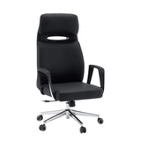 Zwarte Professionele directiestoel VELVET ECO met chromen onderstel en tapijtwielen van hjh OFFICE