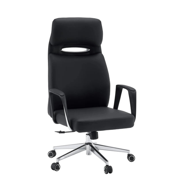 Zwarte Professionele directiestoel VELVET ECO met chromen onderstel en tapijtwielen van hjh OFFICE