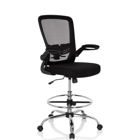 Zwarte Baliestoel VENDO WORK met netrugleuning en glanzende voetsteun van hjh OFFICE