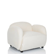Witte loungestoel VERDUNA met gestructureerde stofbekleding en afgeronde vorm van hjh LIVING
