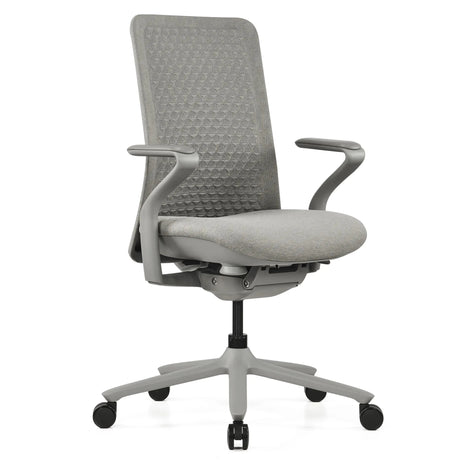 High end bureaustoel VERVIO in grijs met netrugleuning en armleuningen van hjh OFFICE