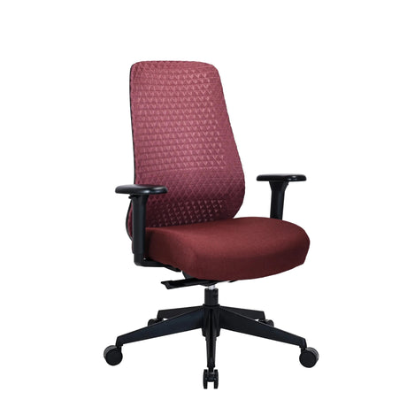 Professionele bureaustoel Verviq in Bordeaux met gestructureerde rugleuningbekleding en zwarte armleuningen van hjh OFFICE