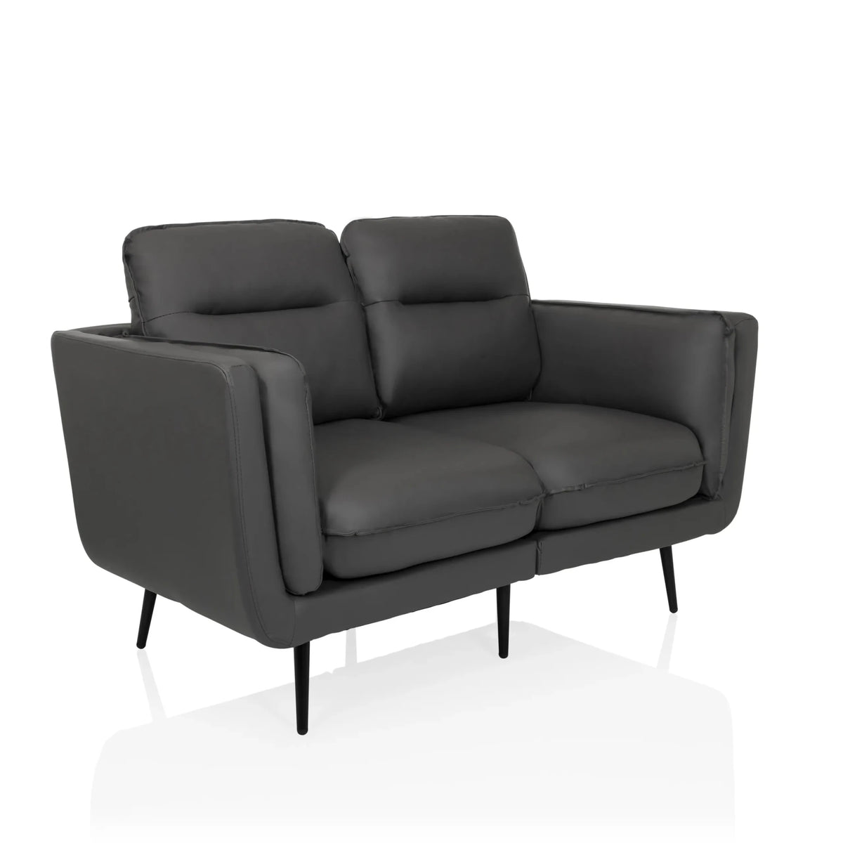 Grijze lounge bank VINTALUX met twee zitplaatsen en slanke zwarte poten van hjh LIVING
