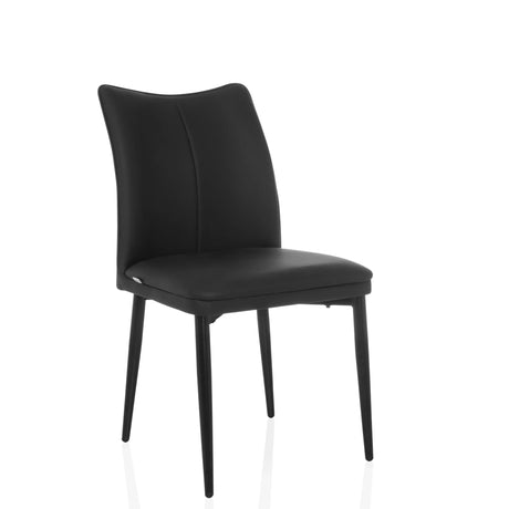 Zwarte Eetkamerstoel VISETO met gladde bekleding en vier slanke poten van hjh LIVING