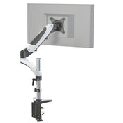 Monitorsteun VM-MG1 in wit en zwart met flexibele zwenkarm en tafelbevestiging van hjh OFFICE