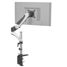 Monitorsteun VM-MG1 in wit en zwart met flexibele zwenkarm en tafelbevestiging van hjh OFFICE
