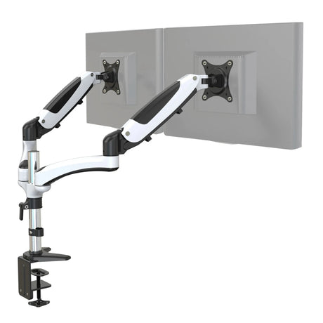 Monitorsteun VM-MG2 in wit-zwart voor twee schermen met tafelbevestiging van hjh OFFICE