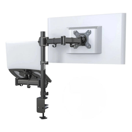 Zwarte Monitorsteun VM-MH2 voor twee monitoren met gewrichtsarm en tafelbevestiging van hjh OFFICE