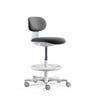 Werkstoel WORK MF2 W in donkergrijs met wit kruisvoet en voetring van hjh OFFICE