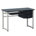 Bureau WORKFLOW in grafiet en wit met uitschuifbaar toetsenbordplateau en twee laden van hjh OFFICE
