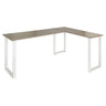 Hoekbureau WORKSPACE BASIC I met grijs tafelblad en witte U-vormige poten van hjh OFFICE