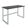 Bureau WORKSPACE LIGHT I in grafiet met een rechthoekig blad en zilverkleurig metalen onderstel van hjh OFFICE