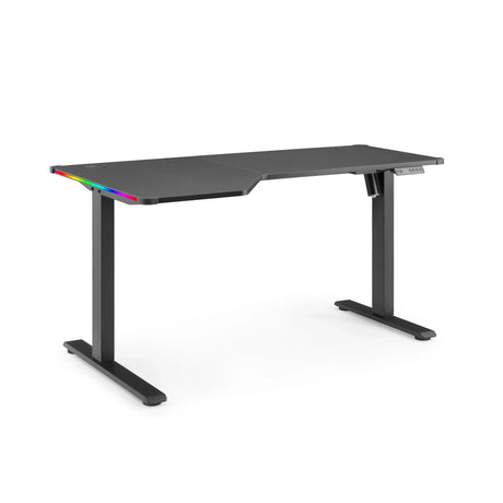 Elektrisch in hoogte verstelbaar bureau Worktime Game in zwart met hoekuitsparing en RGB-verlichting van hjh OFFICE
