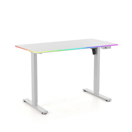Elektrisch in hoogte verstelbaar bureau Worktime LED in wit met RGB-verlichting van hjh OFFICE
