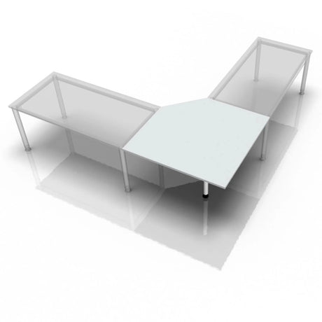 Grijs bureau XBE90 W / XBE91 W / XBT12 W met trapeziumvormig blad en zilverkleurige poten van hjh OFFICE PRO