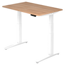 Elektrisch in hoogte verstelbaar bureau XBHM 12 WW met walnoot houten blad en wit onderstel van hjh OFFICE PRO