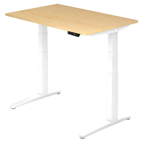 Elektrisch in hoogte verstelbaar bureau XBHM 12 WW met esdoornhouten blad en wit onderstel van hjh OFFICE PRO