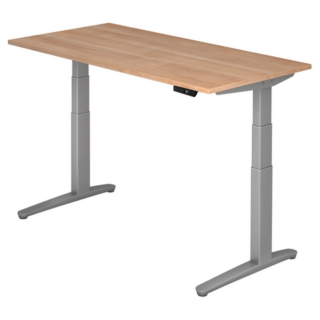 Elektrisch hoogteverstelbaar bureau XBHM 16 SS met walnootlook en grijs frame van hjh OFFICE PRO