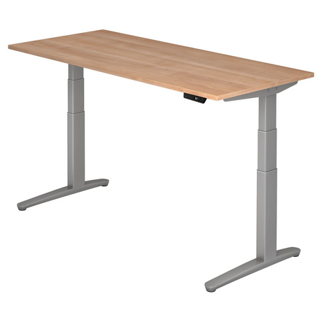 Elektrisch hoogteverstelbaar bureau XBHM 19 SS in walnoot met grijs frame van hjh OFFICE PRO