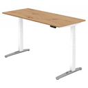 Elektrisch hoogteverstelbaar bureau XBHM 19 WC in knoestige eik met witte poten van hjh OFFICE PRO