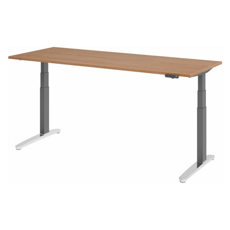 Elektrisch hoogteverstelbaar bureau XBHM 20 GC in walnootlook van hjh OFFICE PRO