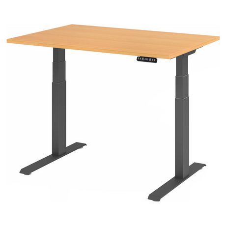 Elektrisch hoogteverstelbaar bureau XDKB 12 G in beuken met zwart frame van hjh OFFICE PRO