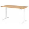 Elektrisch in hoogte verstelbaar bureau XDKB 16 W met eikenhouten blad en wit onderstel van hjh OFFICE PRO