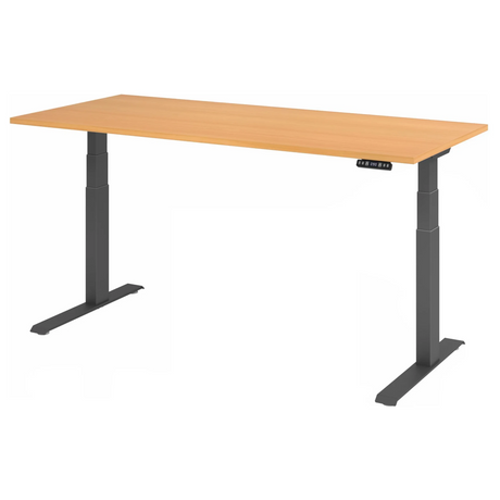 Hoogteverstelbaar bureau XDKB 19 G in beuken met zwart frame en digitaal display van hjh OFFICE PRO