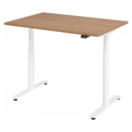 Elektrisch in hoogte verstelbaar bureau XDLR 12 W met walnoot blad en wit onderstel van hjh OFFICE PRO