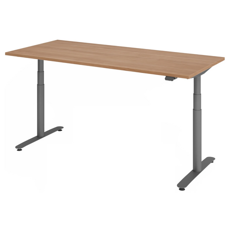 Elektrisch in hoogte verstelbaar bureau XDLR 19 G in walnootlook met grijs frame van hjh OFFICE PRO