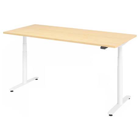 Elektrisch in hoogte verstelbaar bureau XDLR 19 W in esdoorn met wit frame van hjh OFFICE PRO