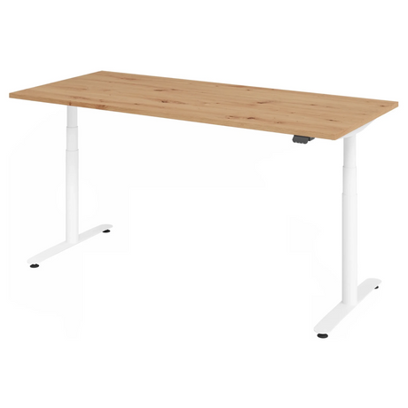 Elektrisch hoogteverstelbaar bureau XDLR 19 W in essen eiken met wit onderstel van hjh OFFICE PRO