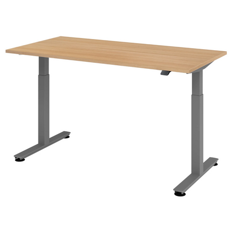 Elektrisch hoogteverstelbaar bureau XMST 16 G in eiken met grijs frame van hjh OFFICE PRO