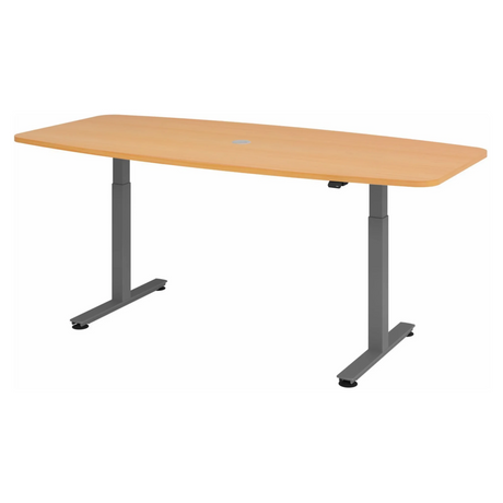 Elektrisch verstelbare zit-sta tafel XMST 22 G in beukenkleur met grijs frame van hjh OFFICE PRO