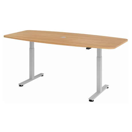 Elektrisch in hoogte verstelbaar bureau XMST 22 S in eiken met zilveren frame van hjh OFFICE PRO