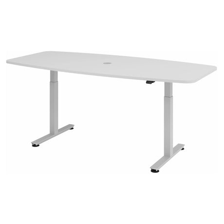 Elektrisch verstelbare zit-sta tafel XMST 22 S in grijs met kabeldoorvoer van hjh OFFICE PRO