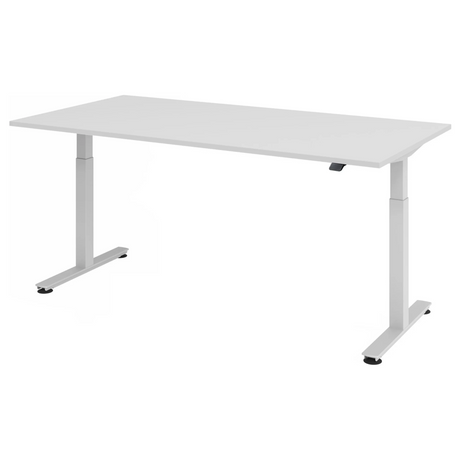 Elektrisch verstelbare zit-sta tafel XMST 2E S in grijs met een groot tafelblad van hjh OFFICE PRO