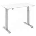 Elektrisch in hoogte verstelbaar bureau XMST 612 S in wit en zilver met T-pootonderstel van hjh OFFICE PRO