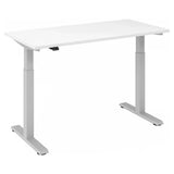 Elektrisch in hoogte verstelbaar bureau XMST 614 S in wit-zilver met rechthoekig blad van hjh OFFICE PRO