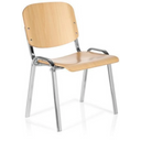 Vierpotige stoel XT 600 C H van licht beukenhout met verchroomd metalen onderstel en armleuningen van hjh OFFICE