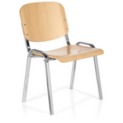 Vierpotige stoel XT 600 C H van licht beukenhout met verchroomd metalen onderstel en armleuningen van hjh OFFICE