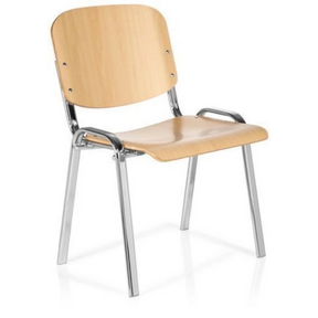 Vierpotige stoel XT 600 C H van licht beukenhout met verchroomd metalen onderstel en armleuningen van hjh OFFICE