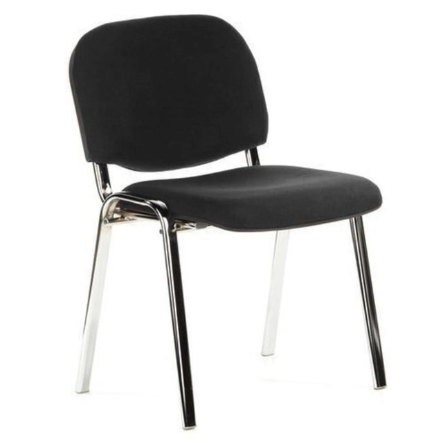 Zwarte vierpotige stoel XT 600 C met stoffen bekleding en glanzend metalen frame van hjh OFFICE